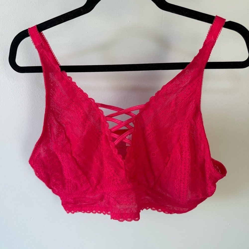 Ashley Stewart Lace Bralette in Pink Size 3X
